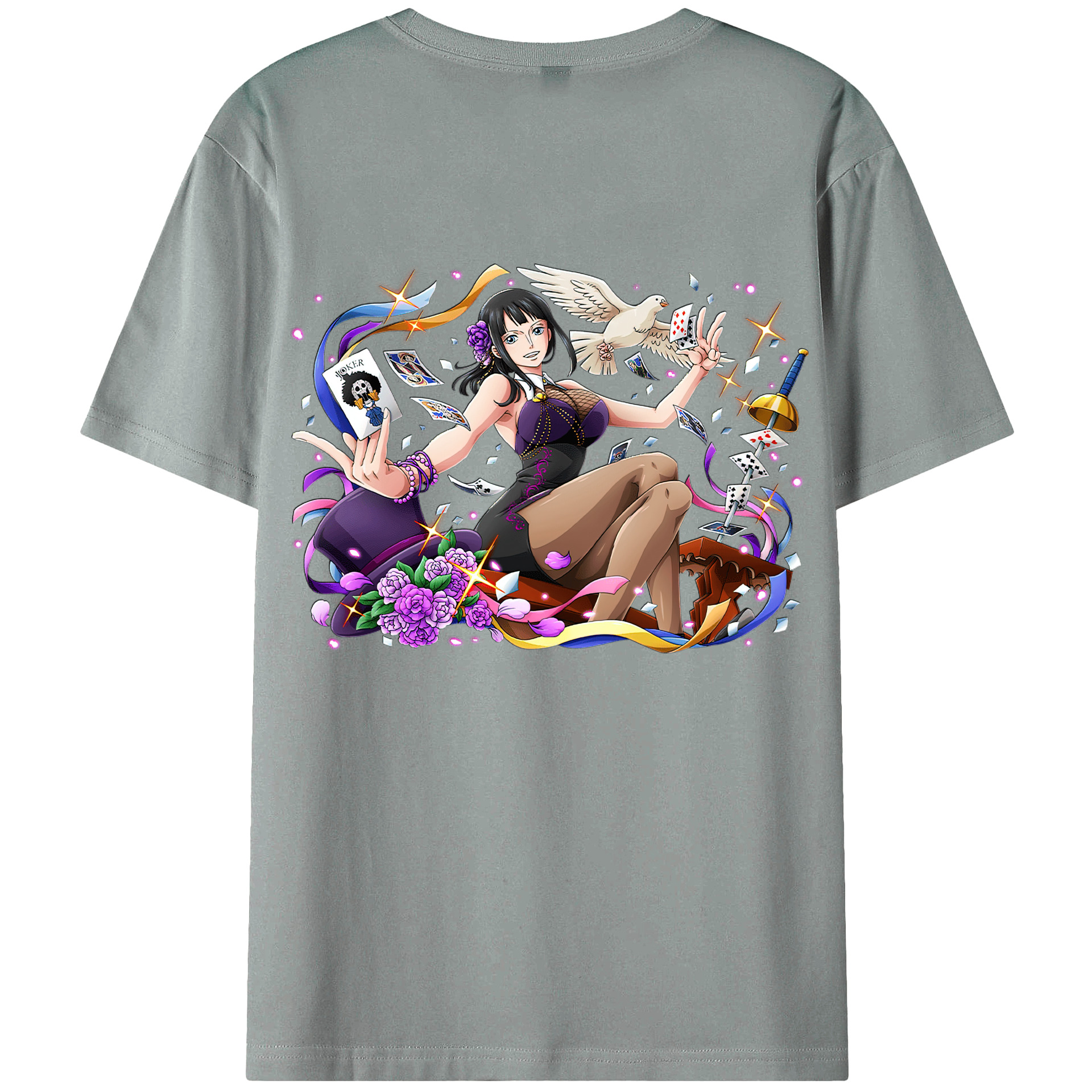 ワンピース ニコ・ロビン ONE PIECE Nico Robin 綿100％ メンズ半袖Tシャツ（バックプリント） 通気性